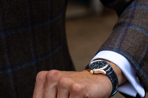 Monochrome Alligator Watch Strap Blue Handmade in Italy