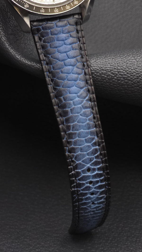 Monochrome Watches Shop | Terry Crafted – Beaver Tail Leather - Black/Blue Fumé