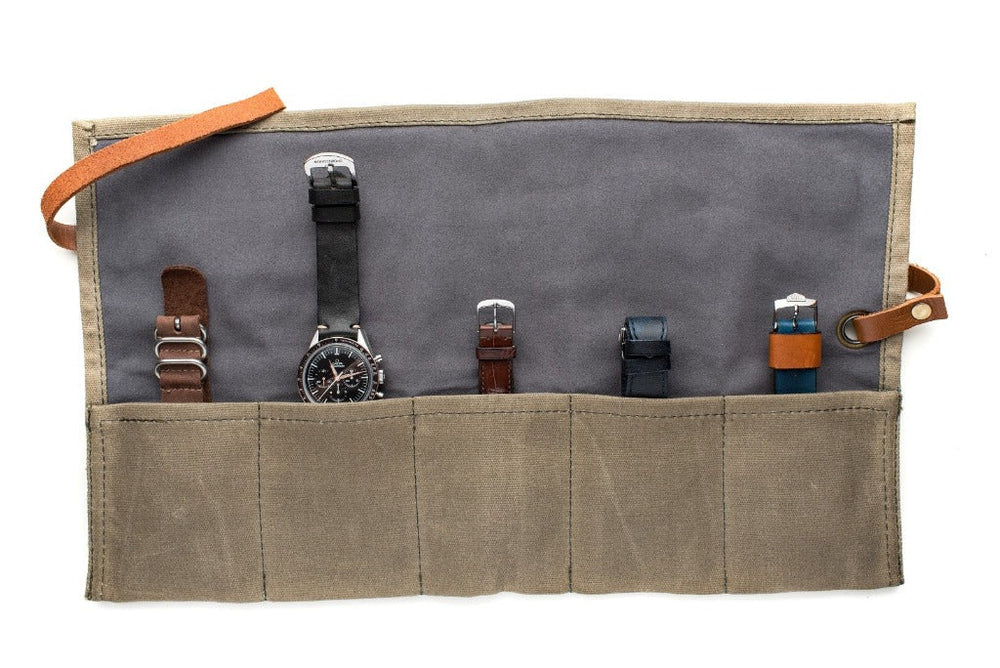Barton Watch Roll???ワックスキャンバス時計トラベルケース&腕時計バンドストレージ BARTON Watch Roll - Waxed Canvas Watch Travel Case \u0026 Watch Band