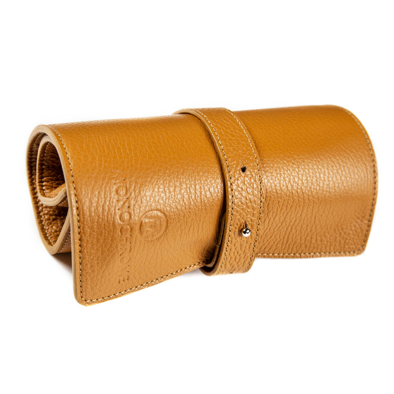 Monochrome - Leather Watch Roll - Cognac & Beige