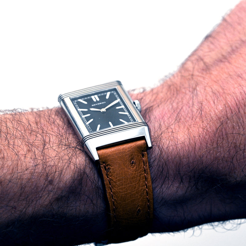 Black Ostrich leather watch band, Premium Ostrich watch strap SW035