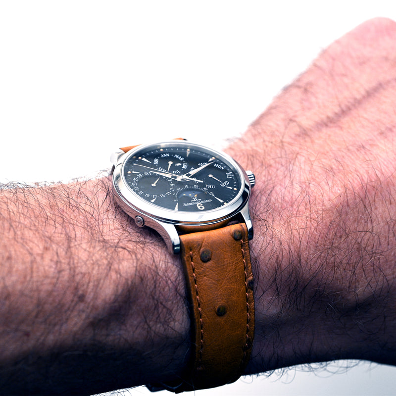 Ostrich Cognac Leather Watch Strap 24mm 