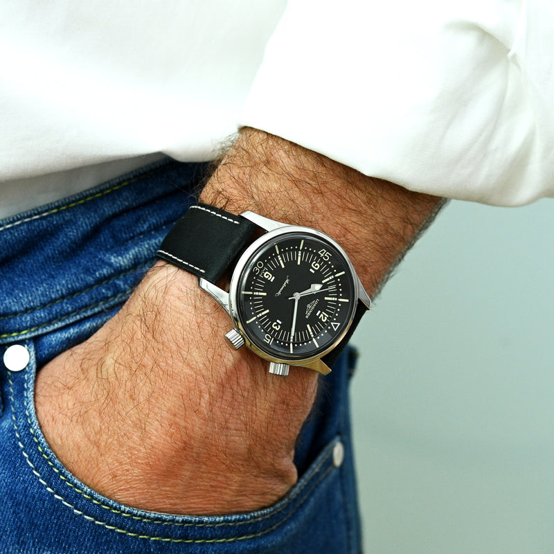 Monochrome Watches Shop | Vintage Waxed Calfskin Watch Strap - Black
